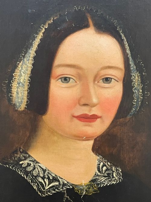 EARLY VICTORIAN OIL PAINTING PORTRAIT OF A LADY - ADDITIONAL PHOTO 10
