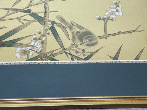 CHINESE PAINTING 2 WILD BIRDS PLUM BLOSSOM EYES STAMPED SIGNED - ADDITIONAL PHOTO 3
