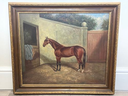 OIL PAINTING RACE HORSE 'SPION KOP' WINNER BY FREDERICK ALBERT CLARKE - ADDITIONAL PHOTO 1