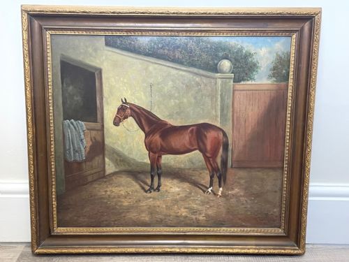 OIL PAINTING RACE HORSE 'SPION KOP' WINNER BY FREDERICK ALBERT CLARKE - ADDITIONAL PHOTO 2