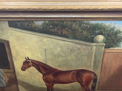 OIL PAINTING RACE HORSE 'SPION KOP' WINNER BY FREDERICK ALBERT CLARKE - ADDITIONAL PHOTO 9