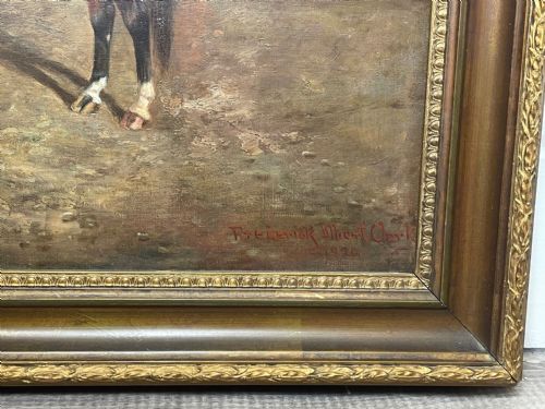 OIL PAINTING RACE HORSE 'SPION KOP' WINNER BY FREDERICK ALBERT CLARKE - ADDITIONAL PHOTO 10
