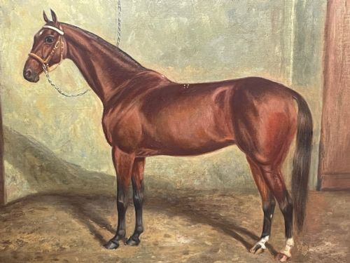OIL PAINTING RACE HORSE 'SPION KOP' WINNER BY FREDERICK ALBERT CLARKE - ADDITIONAL PHOTO 15