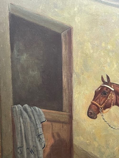 OIL PAINTING RACE HORSE 'SPION KOP' WINNER BY FREDERICK ALBERT CLARKE - ADDITIONAL PHOTO 28