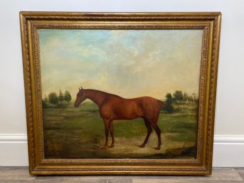 19TH CENTURY OIL PAINTING BAY HUNTER HORSE PARTISAN BY JAMES BARENGER - ADDITIONAL PHOTO 1