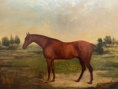 19TH CENTURY OIL PAINTING BAY HUNTER HORSE PARTISAN BY JAMES BARENGER - ADDITIONAL PHOTO 3