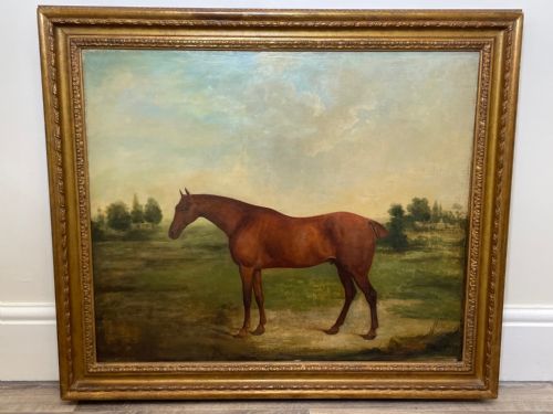 19TH CENTURY OIL PAINTING BAY HUNTER HORSE PARTISAN BY JAMES BARENGER - ADDITIONAL PHOTO 4