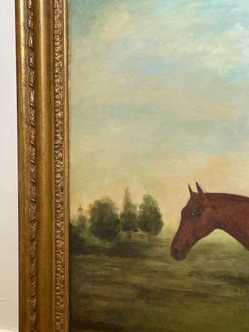 19TH CENTURY OIL PAINTING BAY HUNTER HORSE PARTISAN BY JAMES BARENGER - ADDITIONAL PHOTO 6