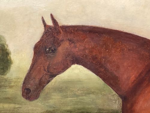 19TH CENTURY OIL PAINTING BAY HUNTER HORSE PARTISAN BY JAMES BARENGER - ADDITIONAL PHOTO 12