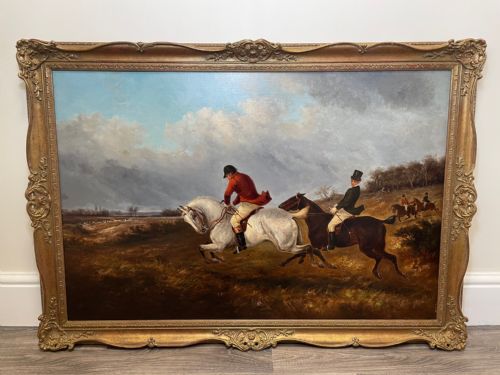 LARGE 19TH CENTURY HUNTING CHARGING OIL PAINTING BY THOMAS SMYTHE - ADDITIONAL PHOTO 1