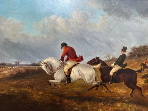 LARGE 19TH CENTURY HUNTING CHARGING OIL PAINTING BY THOMAS SMYTHE - ADDITIONAL PHOTO 4