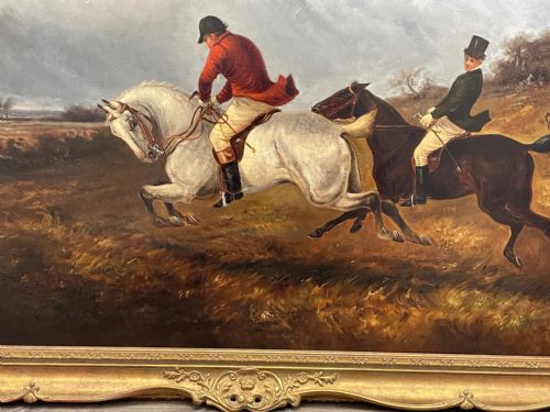 LARGE 19TH CENTURY HUNTING CHARGING OIL PAINTING BY THOMAS SMYTHE - ADDITIONAL PHOTO 7