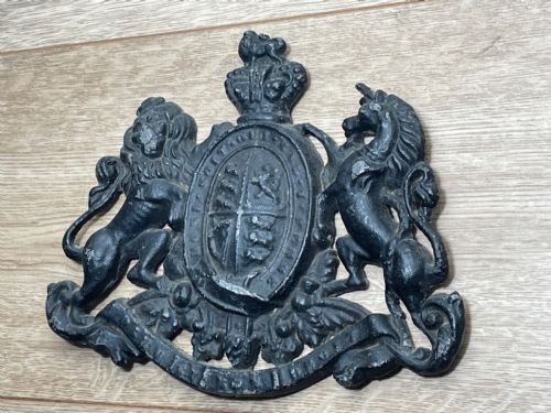 VICTORIAN LEAD BRITISH ROYAL COAT ARMS LION UNICORN WALL PLAQUE - ADDITIONAL PHOTO 24