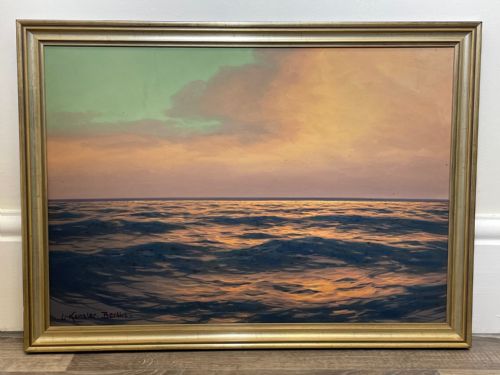 GERMAN NATURALISM SEASCAPE OIL PAINTING BY CARL KENZLER 18721947 - ADDITIONAL PHOTO 4