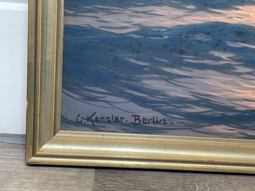 GERMAN NATURALISM SEASCAPE OIL PAINTING BY CARL KENZLER 18721947 - ADDITIONAL PHOTO 9