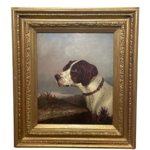 victorian hunting pointer dog oil painting by colin graeme roe - CATEGORY: ANTIQUE ART - DATED VICTORIAN