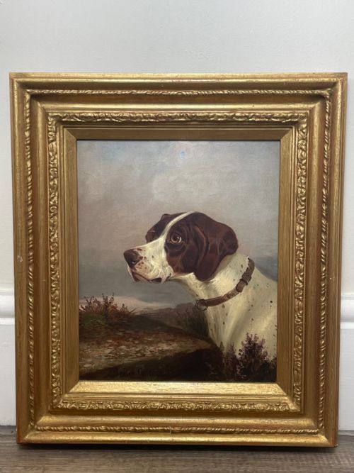 VICTORIAN HUNTING POINTER DOG OIL PAINTING BY COLIN GRAEME ROE - ADDITIONAL PHOTO 1