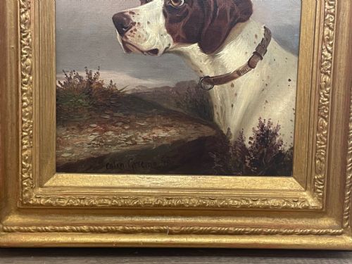 VICTORIAN HUNTING POINTER DOG OIL PAINTING BY COLIN GRAEME ROE - ADDITIONAL PHOTO 7