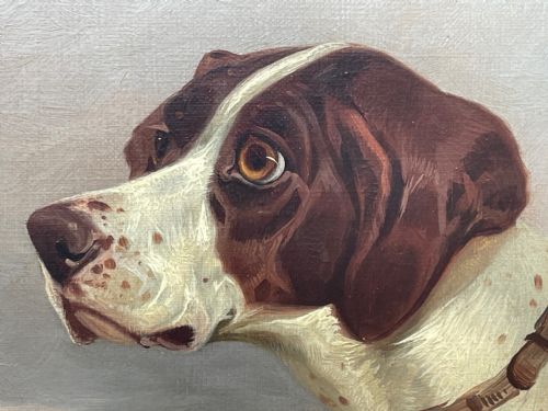 VICTORIAN HUNTING POINTER DOG OIL PAINTING BY COLIN GRAEME ROE - ADDITIONAL PHOTO 10