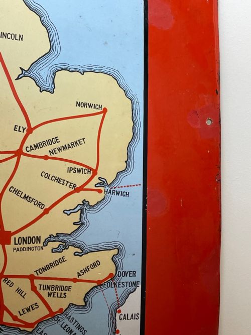 fig 5. Enamel Sign Great Western Railway To Ireland Fishguard Route