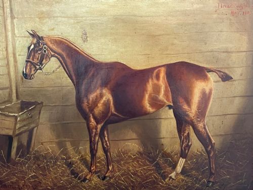 OIL PAINTING DREADNOUGHT BAY HUNTER HORSE BY HERBERT H ST JOHN JONES - ADDITIONAL PHOTO 1