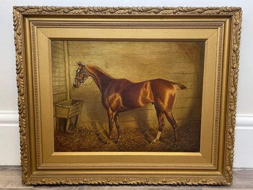 OIL PAINTING DREADNOUGHT BAY HUNTER HORSE BY HERBERT H ST JOHN JONES - ADDITIONAL PHOTO 2