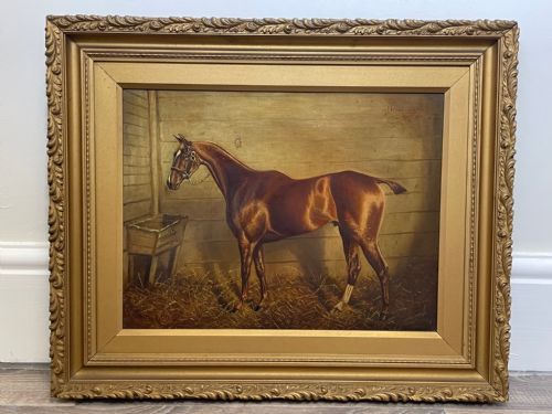 OIL PAINTING DREADNOUGHT BAY HUNTER HORSE BY HERBERT H ST JOHN JONES - ADDITIONAL PHOTO 3