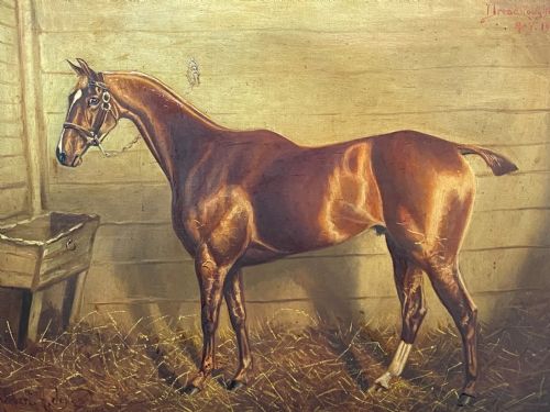 OIL PAINTING DREADNOUGHT BAY HUNTER HORSE BY HERBERT H ST JOHN JONES - ADDITIONAL PHOTO 7