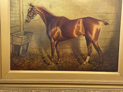 OIL PAINTING DREADNOUGHT BAY HUNTER HORSE BY HERBERT H ST JOHN JONES - ADDITIONAL PHOTO 11