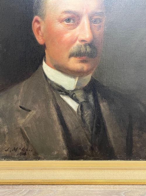 OIL PAINTING PORTRAIT OF GLASGOW IRON STEEL MERCHANT BY JOHN MCGHIE - ADDITIONAL PHOTO 9