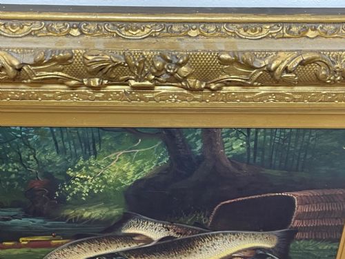 SCOTTISH OIL PAINTING BURN TROUT FISH CAUGHT BY JAMES RUSSELL - ADDITIONAL PHOTO 8
