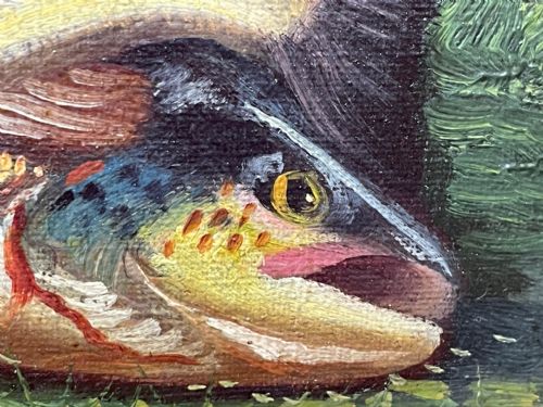 SCOTTISH OIL PAINTING BURN TROUT FISH CAUGHT BY JAMES RUSSELL - ADDITIONAL PHOTO 16