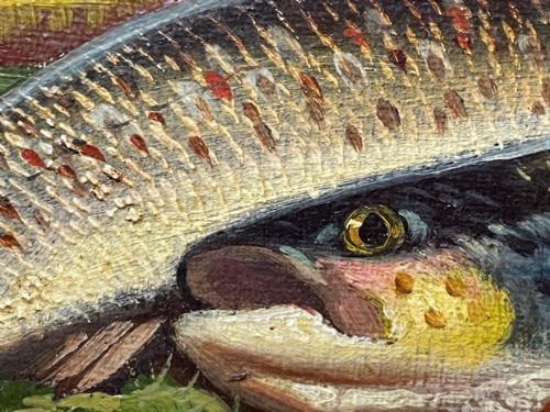 SCOTTISH OIL PAINTING BURN TROUT FISH CAUGHT BY JAMES RUSSELL - ADDITIONAL PHOTO 26