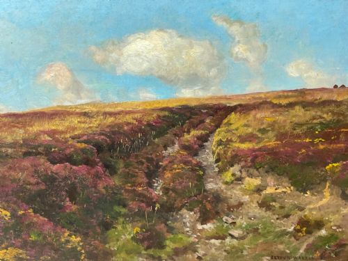 VICTORIAN OIL PAINTING EXMOOR LANDSCAPE BY ARTHUR WARDLE 18601949 - ADDITIONAL PHOTO 2