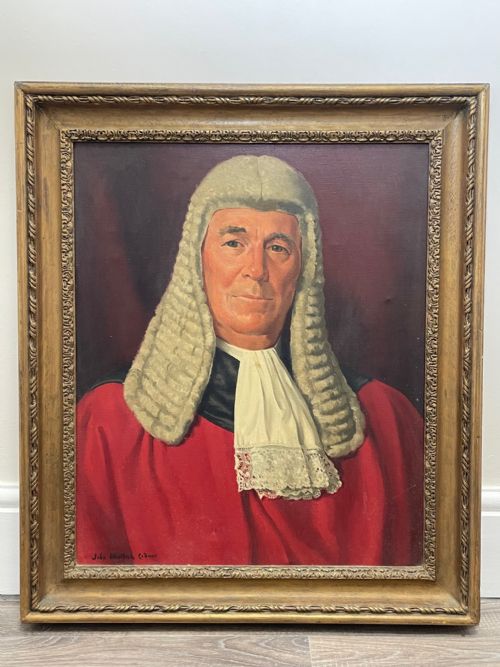 OIL PAINTING BRITISH PORTRAIT OF JUDGE PAUL STORR RED COURT DRESS ROBES - ADDITIONAL PHOTO 1