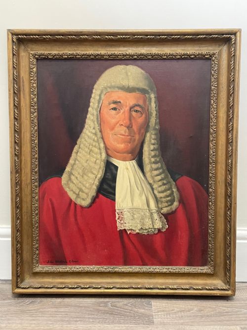 OIL PAINTING BRITISH PORTRAIT OF JUDGE PAUL STORR RED COURT DRESS ROBES - ADDITIONAL PHOTO 2