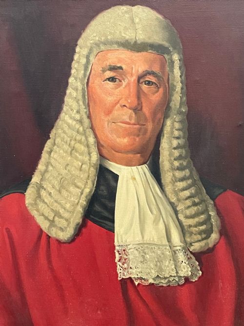 OIL PAINTING BRITISH PORTRAIT OF JUDGE PAUL STORR RED COURT DRESS ROBES - ADDITIONAL PHOTO 3
