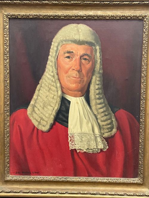 OIL PAINTING BRITISH PORTRAIT OF JUDGE PAUL STORR RED COURT DRESS ROBES - ADDITIONAL PHOTO 5
