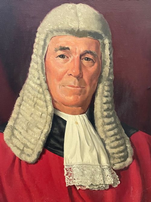 OIL PAINTING BRITISH PORTRAIT OF JUDGE PAUL STORR RED COURT DRESS ROBES - ADDITIONAL PHOTO 6
