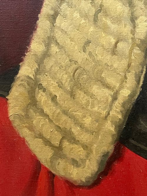 OIL PAINTING BRITISH PORTRAIT OF JUDGE PAUL STORR RED COURT DRESS ROBES - ADDITIONAL PHOTO 14