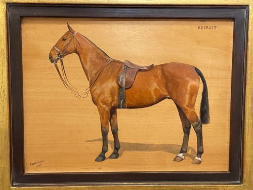 OIL PAINTING EQUINE RECRUIT BAY HUNTER HORSE BY FRANCES MABEL HOLLAMS - ADDITIONAL PHOTO 2