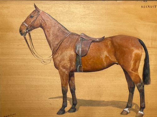 OIL PAINTING EQUINE RECRUIT BAY HUNTER HORSE BY FRANCES MABEL HOLLAMS - ADDITIONAL PHOTO 6