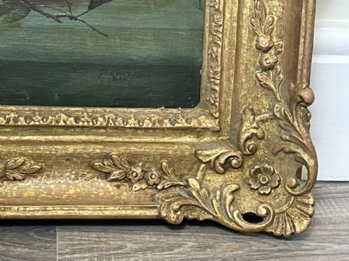 VICTORIAN OIL PAINTING PINK YELLOW BLACK ROSES PEACHES GRAPES - ADDITIONAL PHOTO 7