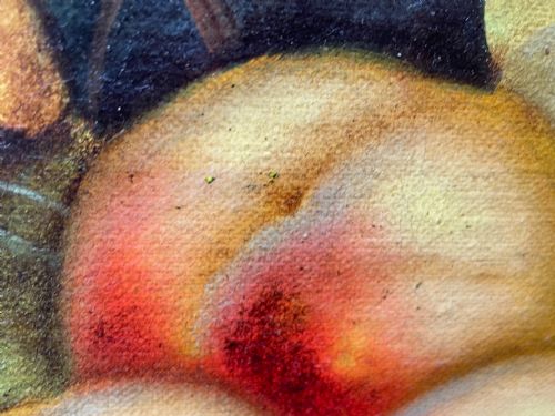 VICTORIAN OIL PAINTING PINK YELLOW BLACK ROSES PEACHES GRAPES - ADDITIONAL PHOTO 29