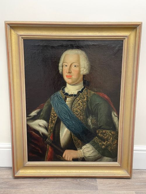 OIL PORTRAIT DUKE ANTHONY ULRICH OF BRUNSWICKLNEBURG WEARING SASH OF THE IMPERIAL ORDER OF ST ANDREW C1740 - ADDITIONAL PHOTO 1