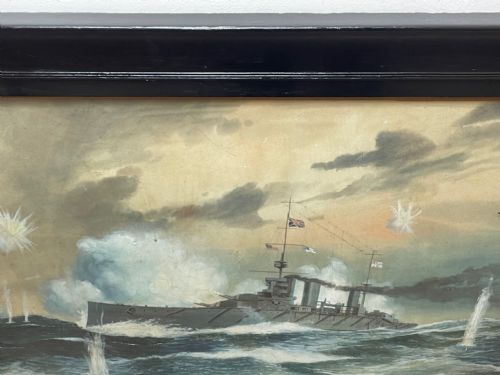 WATERCOLOUR WW1 BATTLE HMS PRINCESS ROYAL IN ACTION HELIGOLAND CUXAVEN JUTLAND - ADDITIONAL PHOTO 26