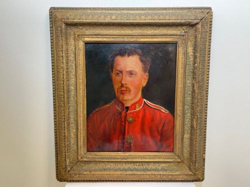 fig 2. British Victorian Military Oil Painting Portrait Red Coat Soldier
