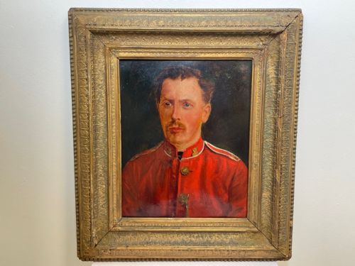 fig 3. British Victorian Military Oil Painting Portrait Red Coat Soldier