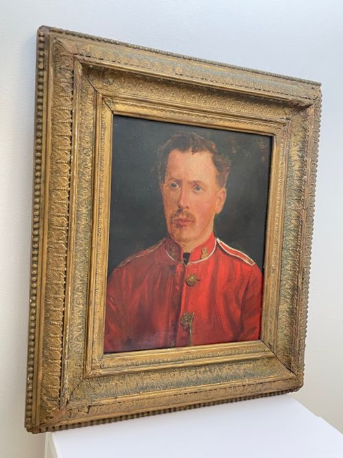 fig 6. British Victorian Military Oil Painting Portrait Red Coat Soldier
