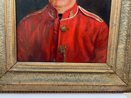 fig 7. British Victorian Military Oil Painting Portrait Red Coat Soldier